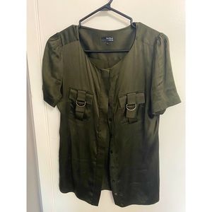 Green colour silk material shirt